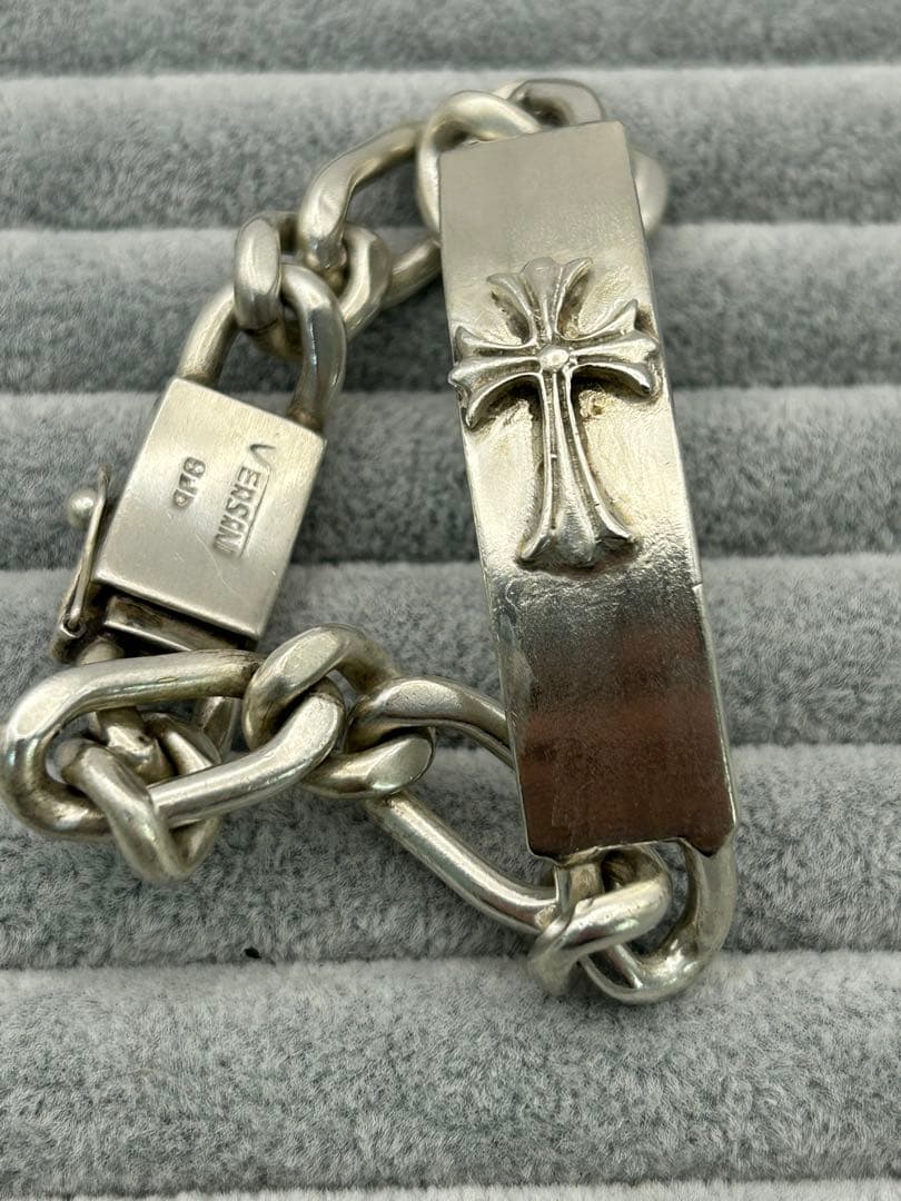 VERSANI ベルサーニ 925シルバー クロス IDブレスレット 喜平 極太