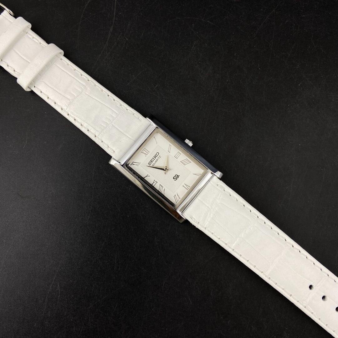 8:美品★セイコー★OH済★ヴィンテージ★クォーツ★腕時計 ホワイト☆送料無料