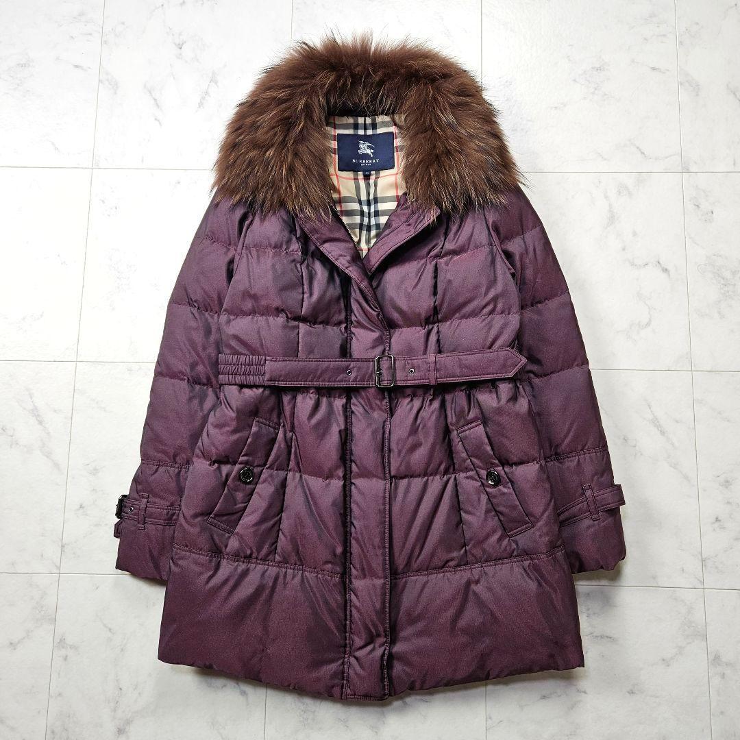 【新品同様】バーバリーロンドン　ダウンコート　ボルドー　大きいサイズ　イタリア製