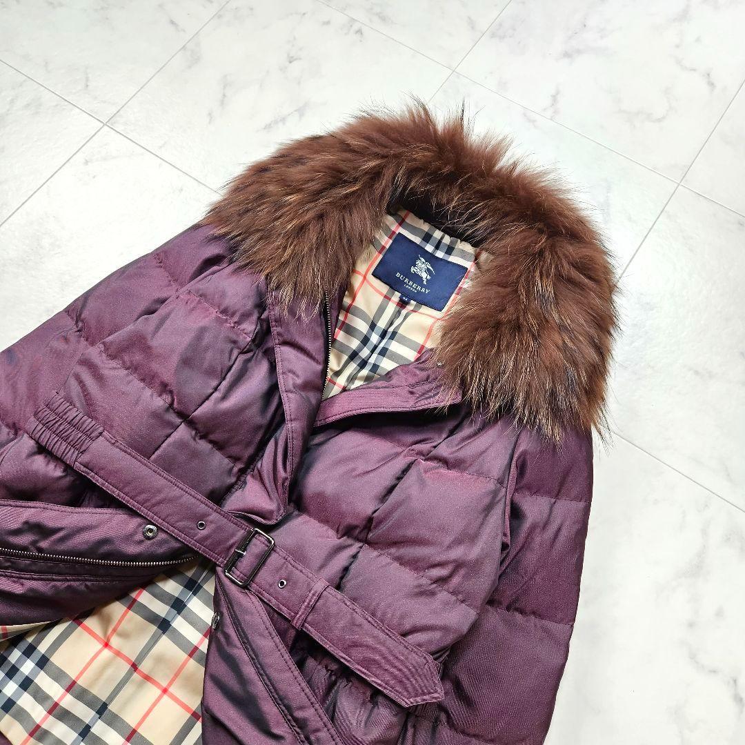 【新品同様】バーバリーロンドン　ダウンコート　ボルドー　大きいサイズ　イタリア製