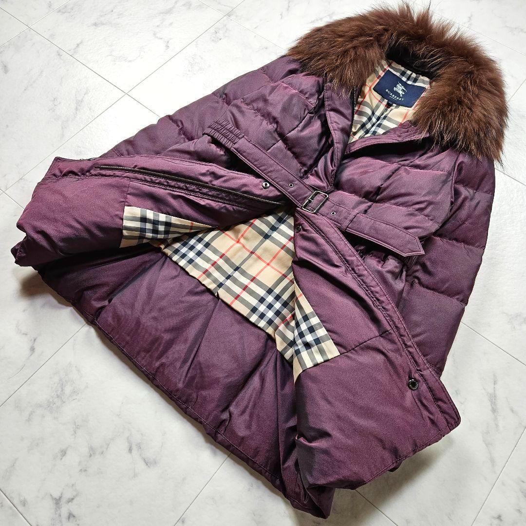 【新品同様】バーバリーロンドン　ダウンコート　ボルドー　大きいサイズ　イタリア製