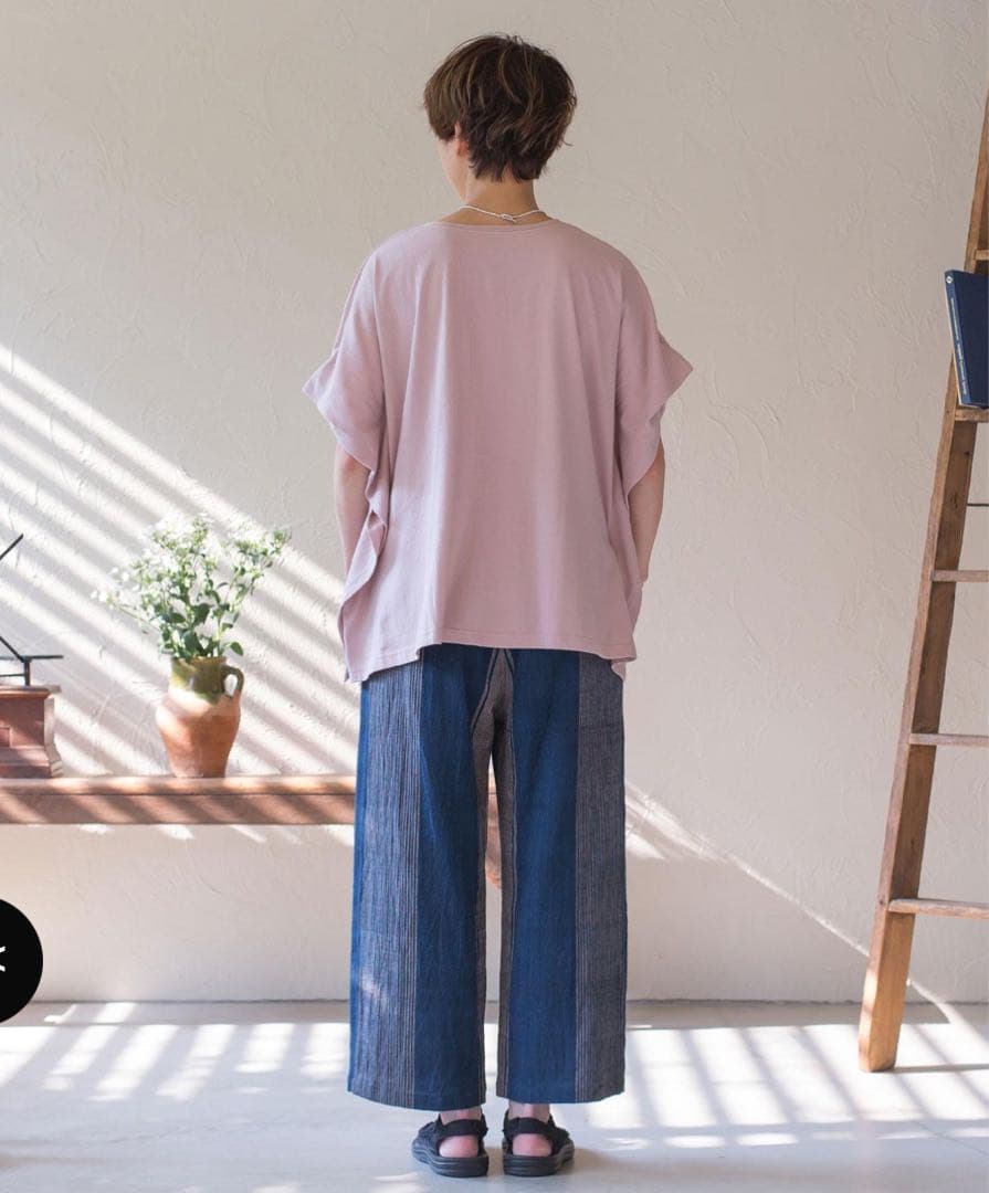 【手織】藍染ストレートワイドパンツ　シサム工房