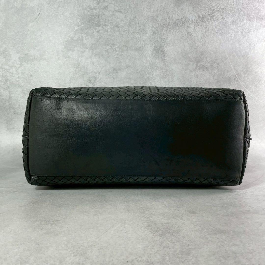 ボッテガ ヴェネタ イントレチャート レザー ラージ トートバッグ ブラック