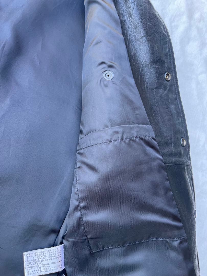 SHIPSシップス　バッファローレザーカーコートMブラック