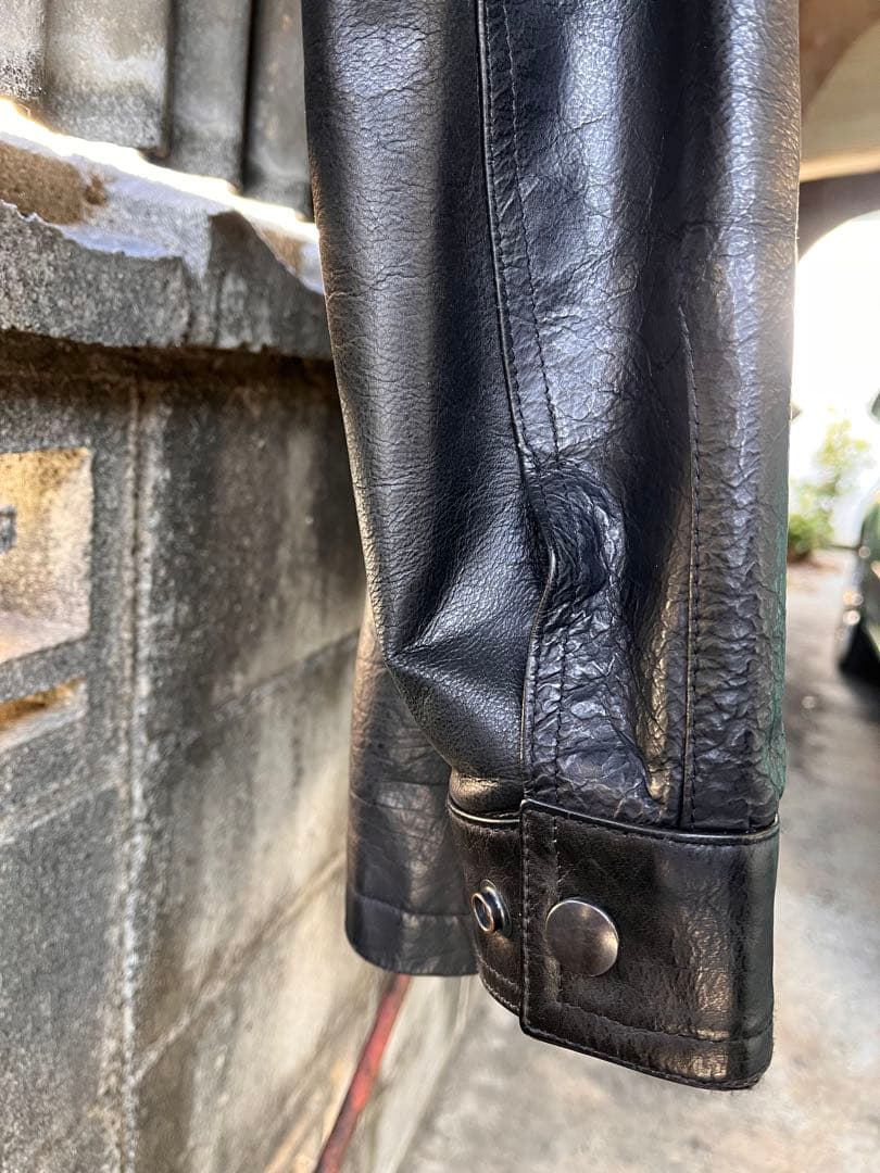 SHIPSシップス　バッファローレザーカーコートMブラック