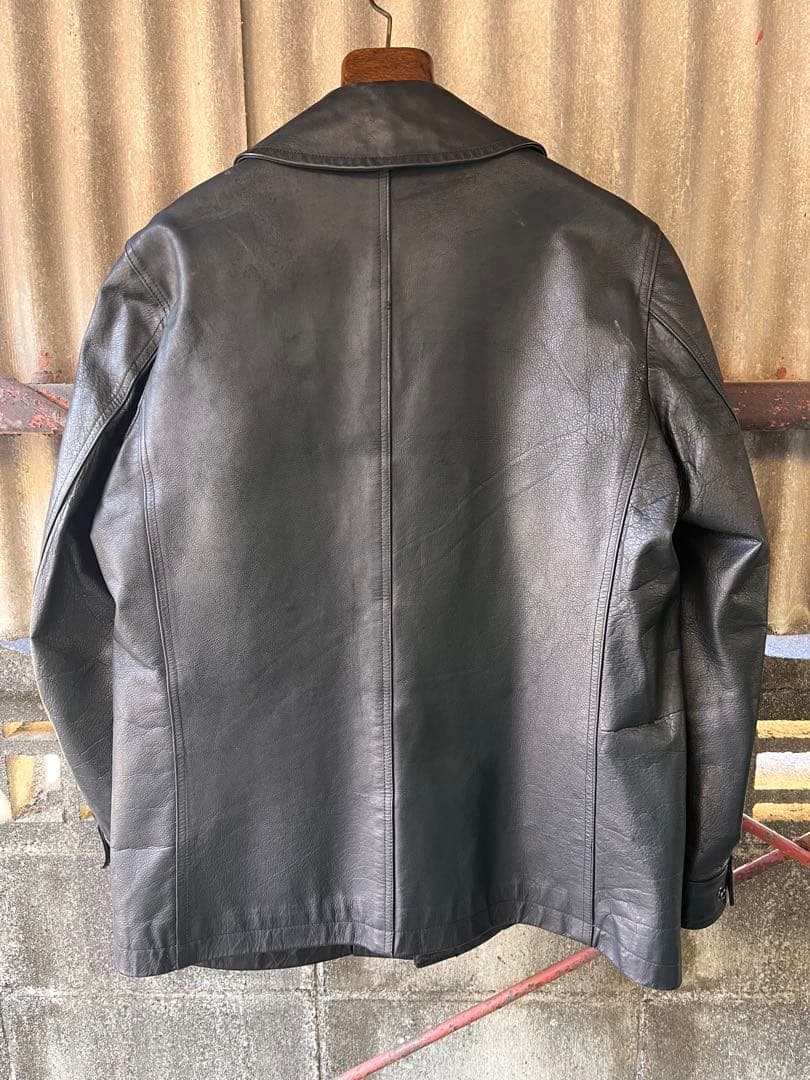 SHIPSシップス　バッファローレザーカーコートMブラック