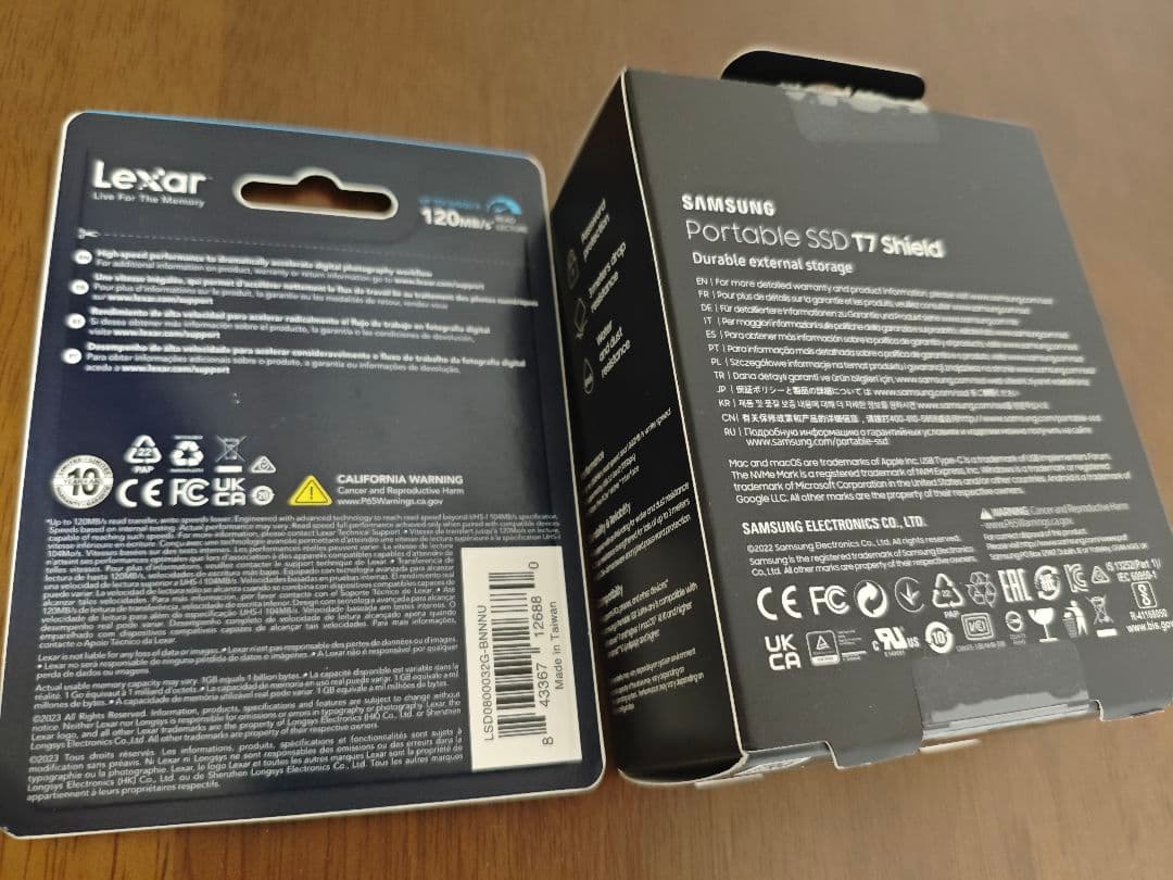 新品未使用Samsung SSD T7Shield 2TB + Lexar SD