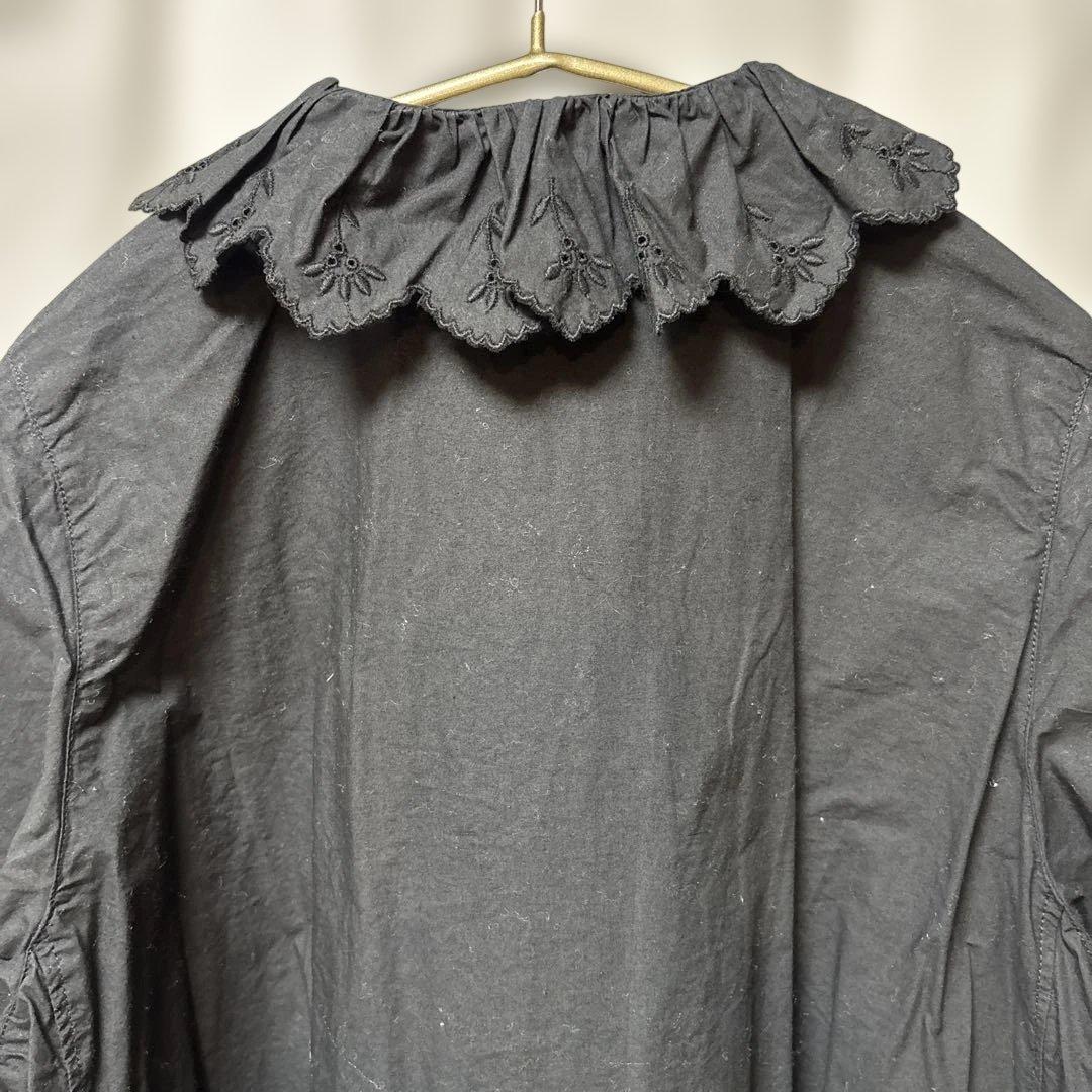 nest Robe ネストローブ フリル カラー 袖口 黒シャツ ブラウス