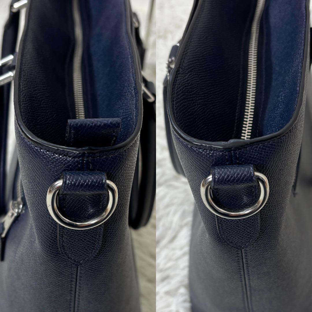 【美品】 COACH ベケット サファイアーノレザー トートバッグ ネイビー