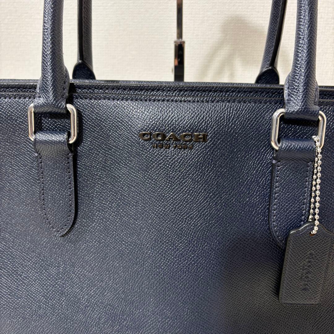 【美品】 COACH ベケット サファイアーノレザー トートバッグ ネイビー