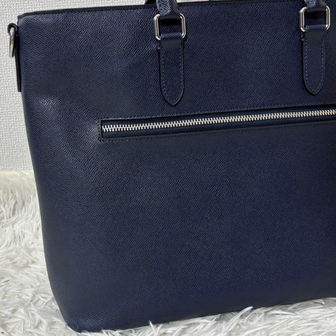 【美品】 COACH ベケット サファイアーノレザー トートバッグ ネイビー