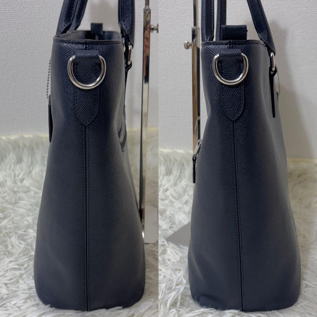 【美品】 COACH ベケット サファイアーノレザー トートバッグ ネイビー