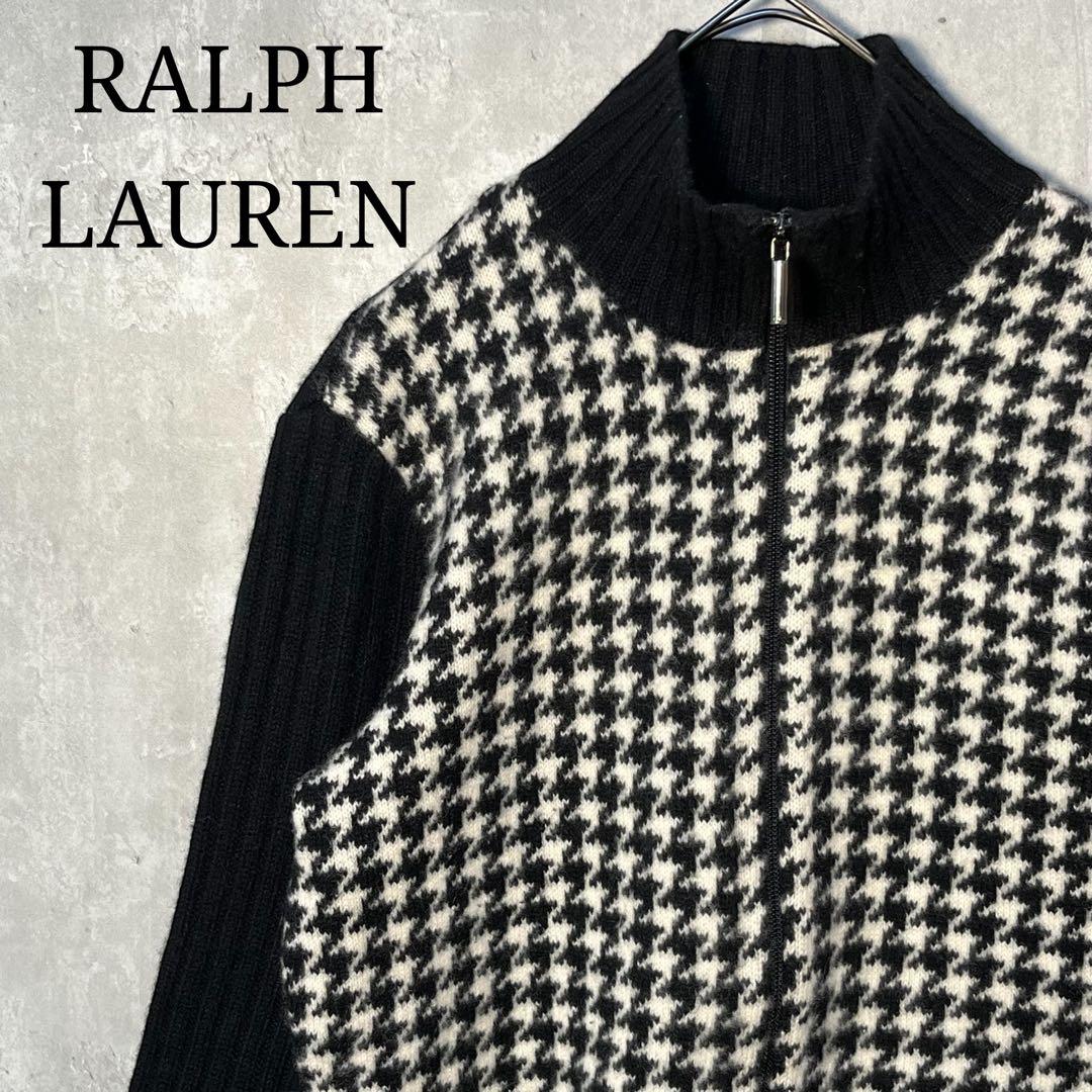 美シルエット☆ ラルフローレン カシミヤ100% バイカラー ドライバーズニット