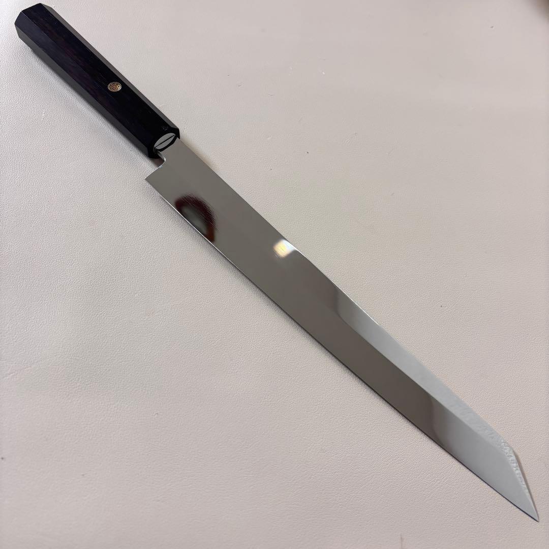 【特価限定】270mm 切付柳刃包丁 鏡面　黒檀八角柄 刺身包丁 「全鋼」'ᘗ