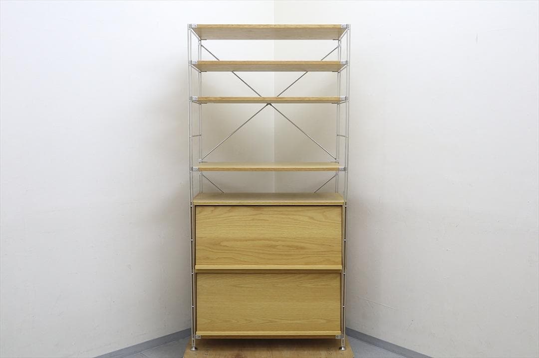 MUJI ステンレスユニットシェルフ ワイド 大 ボックス フラット扉 セット