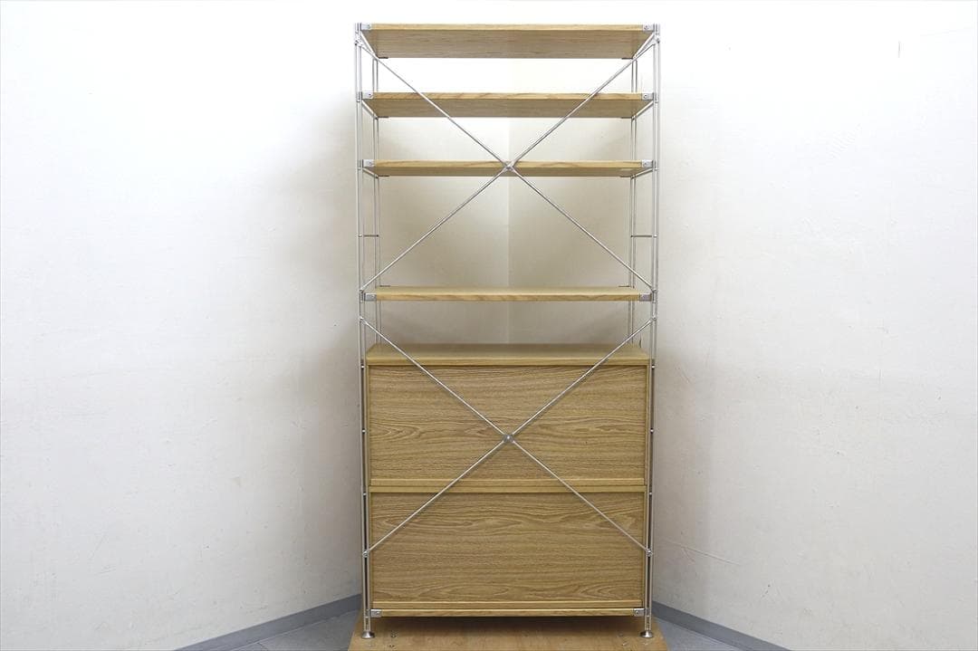 MUJI ステンレスユニットシェルフ ワイド 大 ボックス フラット扉 セット