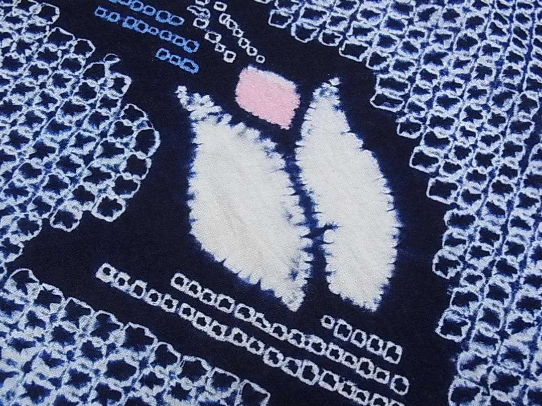 eふれんず◆有松鳴海絞り　夏物　浴衣　枝花文　綿◆am1136