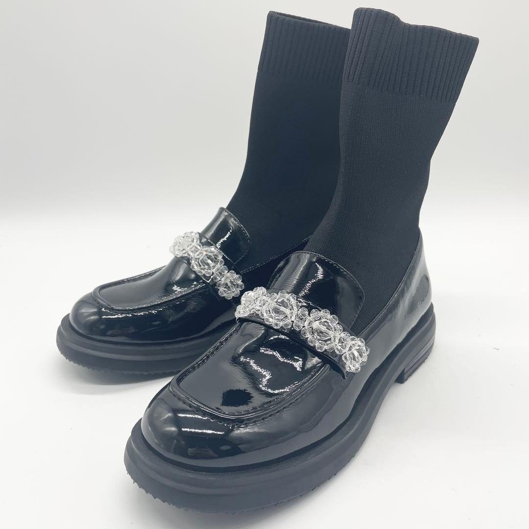 【極美品】STACCATO スタッカート フローラローファーコンビブーツ 黒