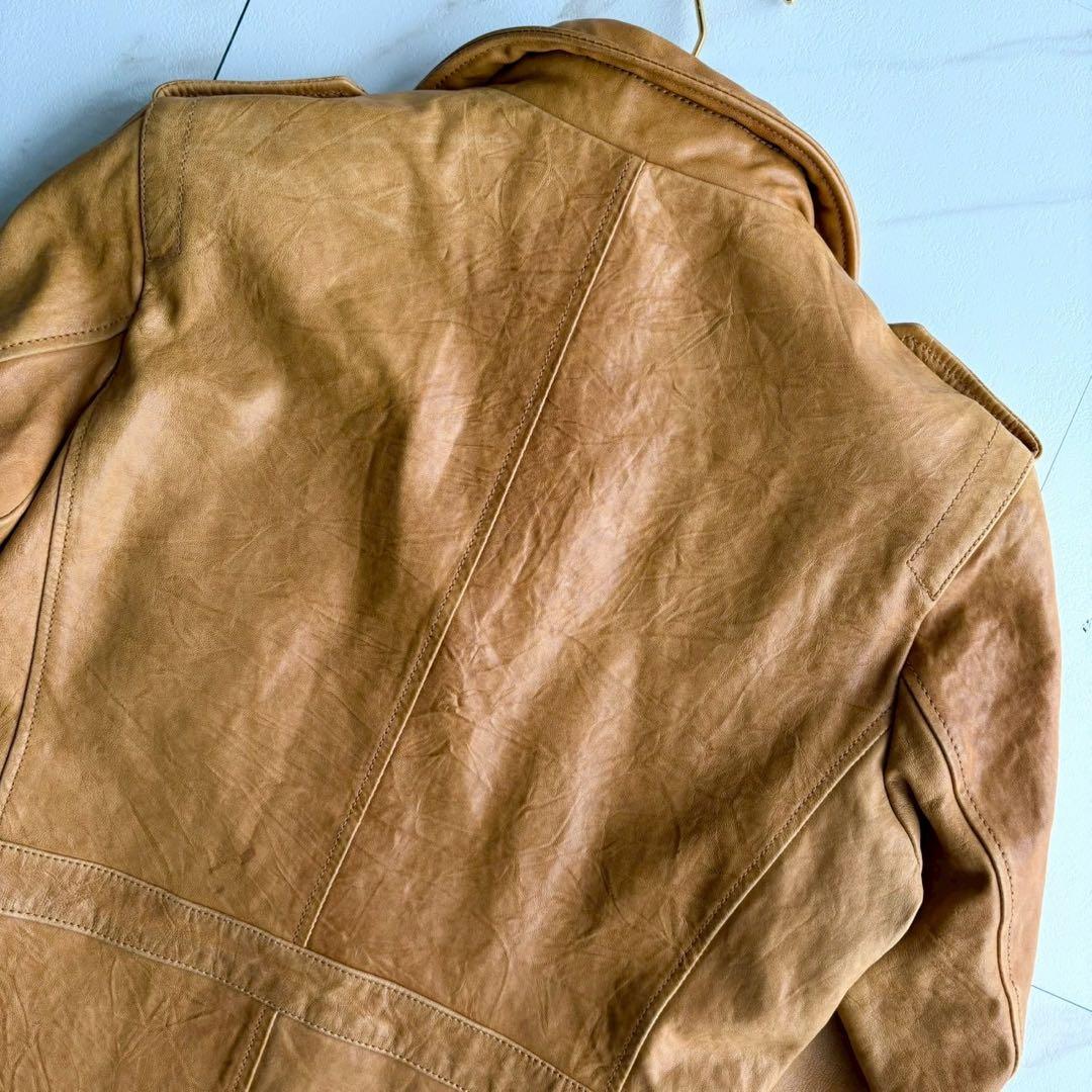 希少◆AVIREX ラムレザー 羊革 シングル ライダース ジャケット S
