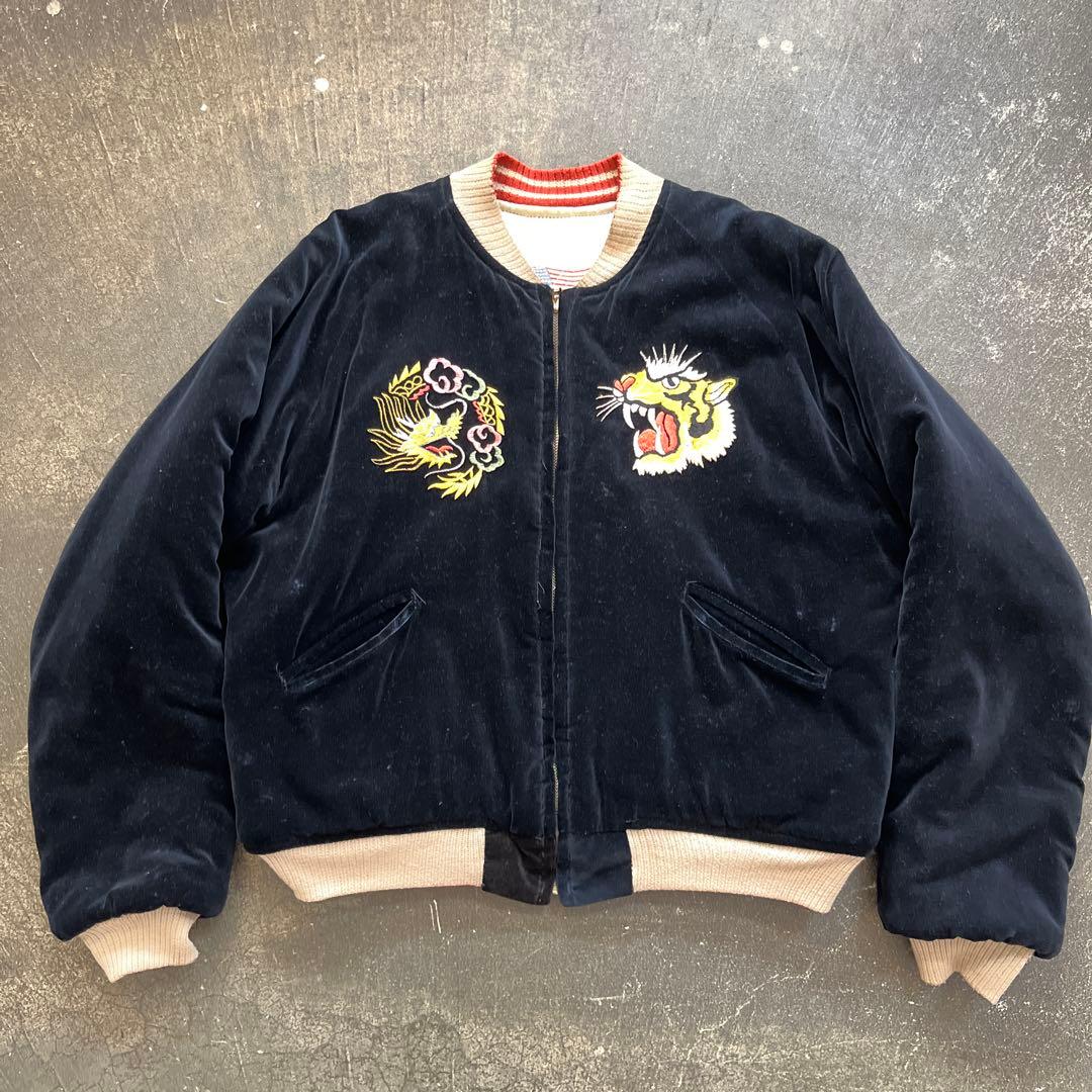 希少 ヴィンテージ スカジャン 別珍 虎 鷹 AIR FORCE 刺繍