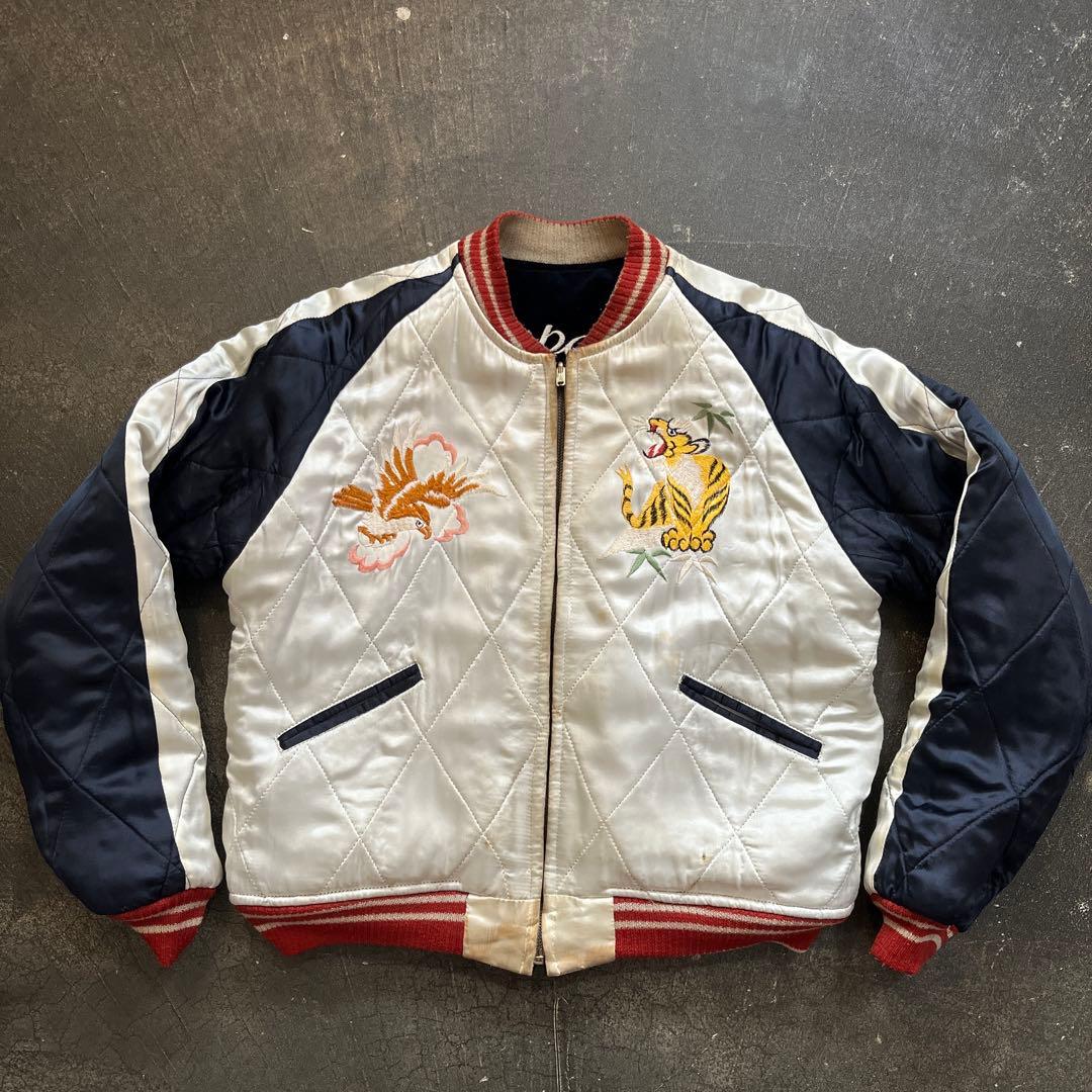 希少 ヴィンテージ スカジャン 別珍 虎 鷹 AIR FORCE 刺繍