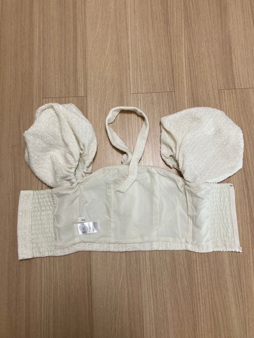 Darich ホルターネックオフショルツイードトップス ホワイト サイズF