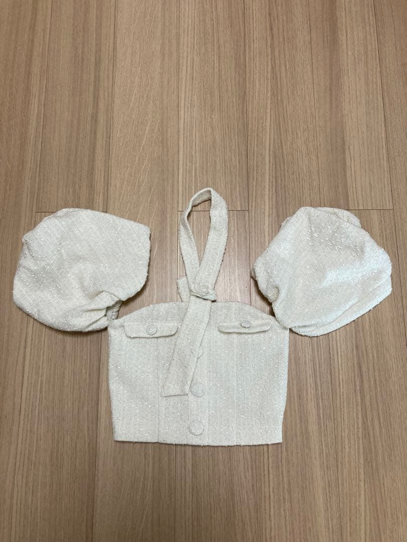 Darich ホルターネックオフショルツイードトップス ホワイト サイズF