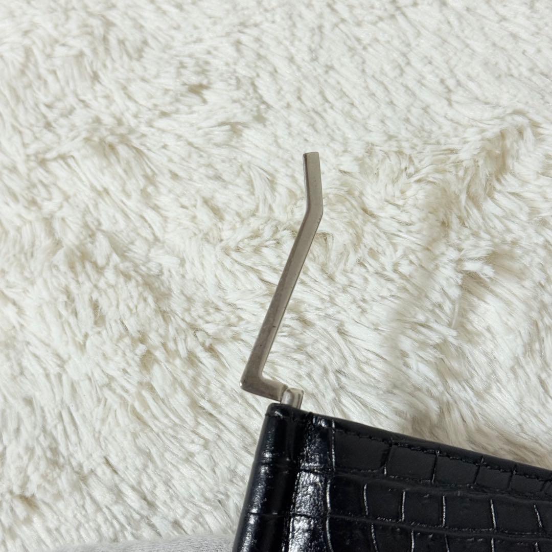 ⭐️専用⭐️　サンローラン　クロコ型押し　マネークリップ　ブラック　レザー