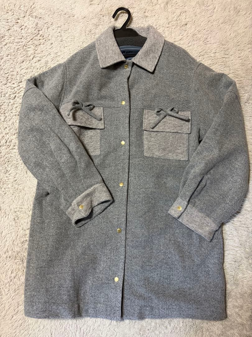 グレー ウール混合カジュアルジャケット