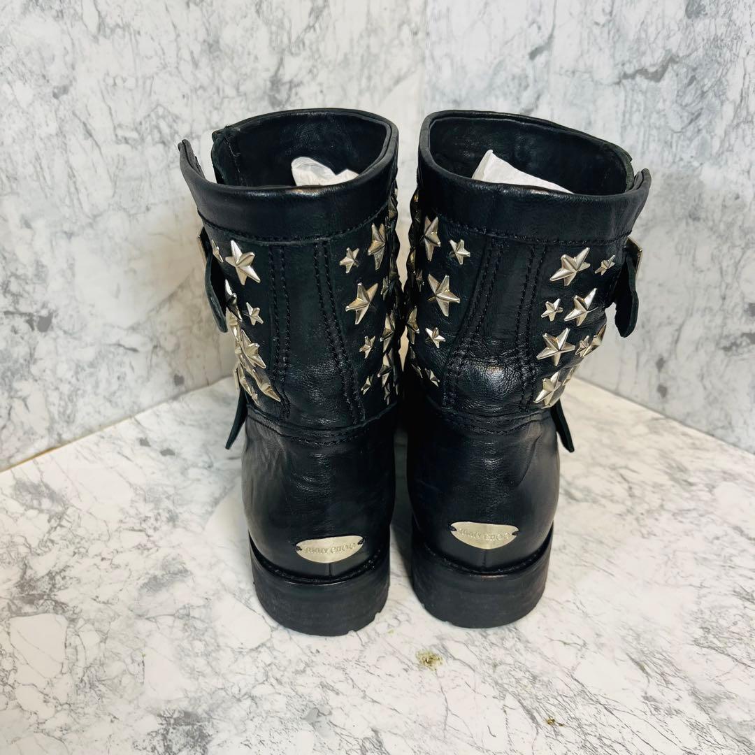 【極美品】JIMMY CHOO ジミーチュウ ブラックエンジニアブーツ 36½