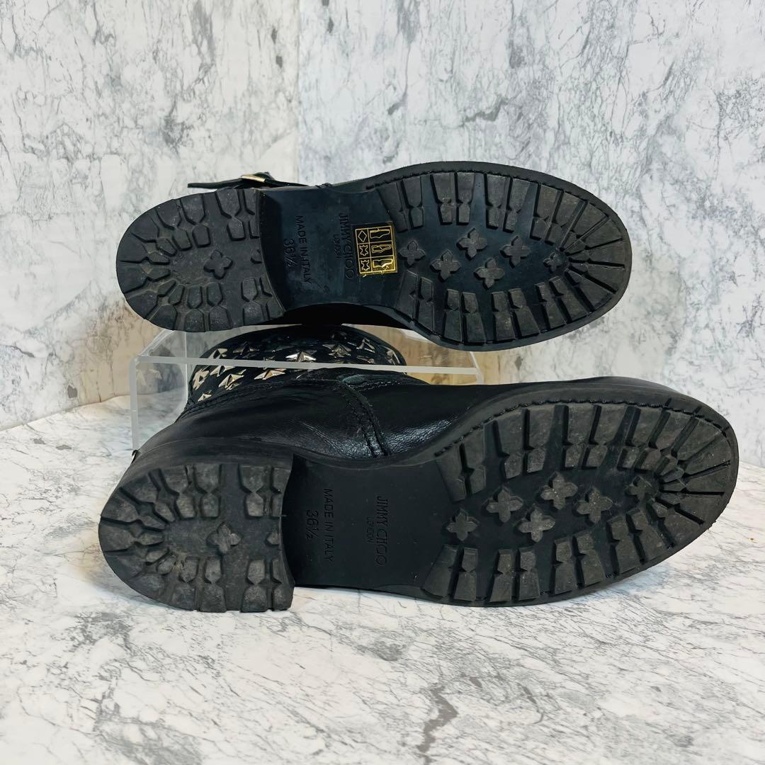 【極美品】JIMMY CHOO ジミーチュウ ブラックエンジニアブーツ 36½