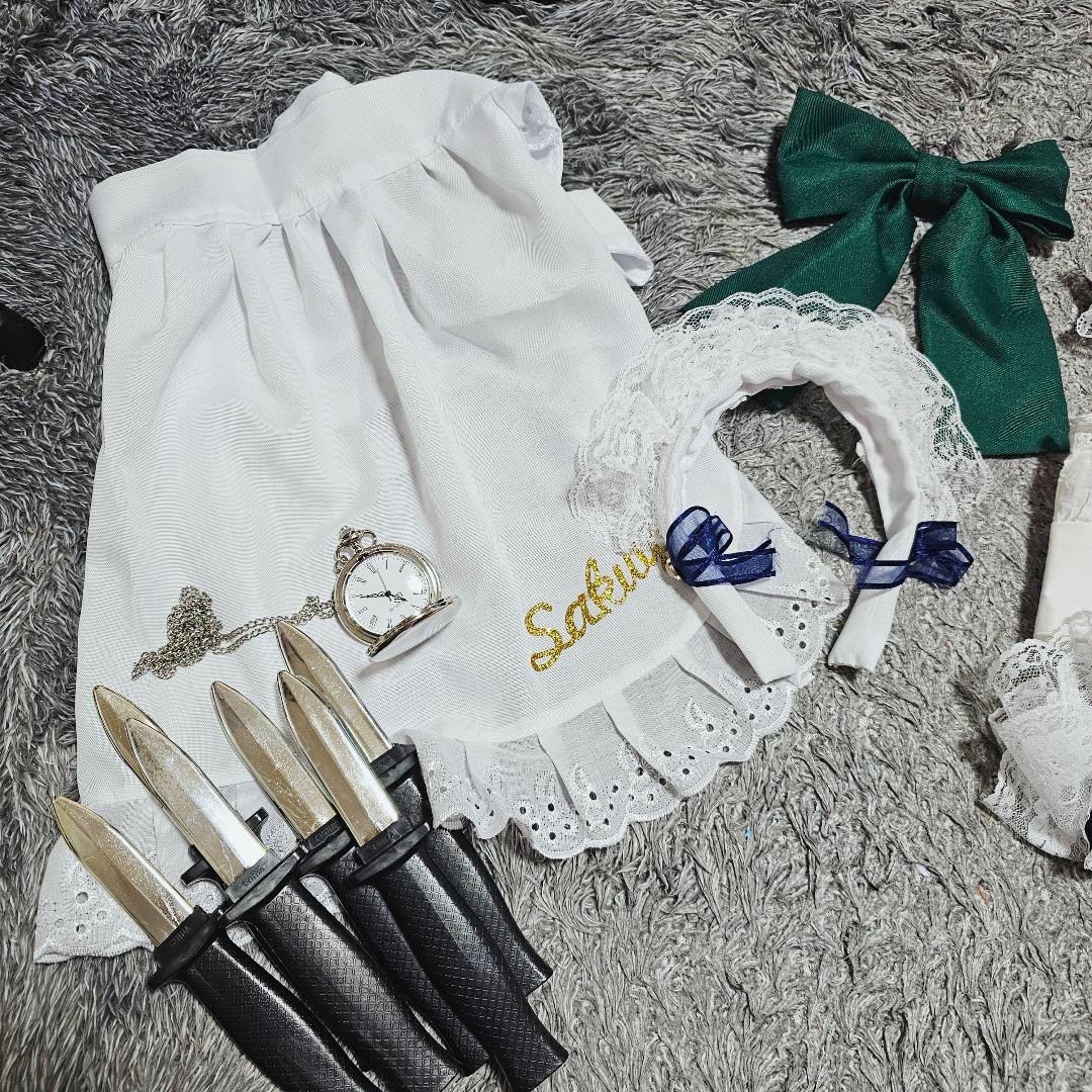 東方project 十六夜咲夜 コスプレ衣装 ウィッグ付き 小道具付き