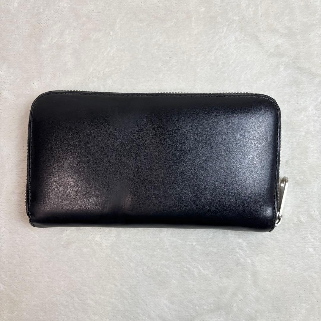 BURBERRY バーバリー　長財布　ラウンドジップ　黒　ロゴプリント　レザー