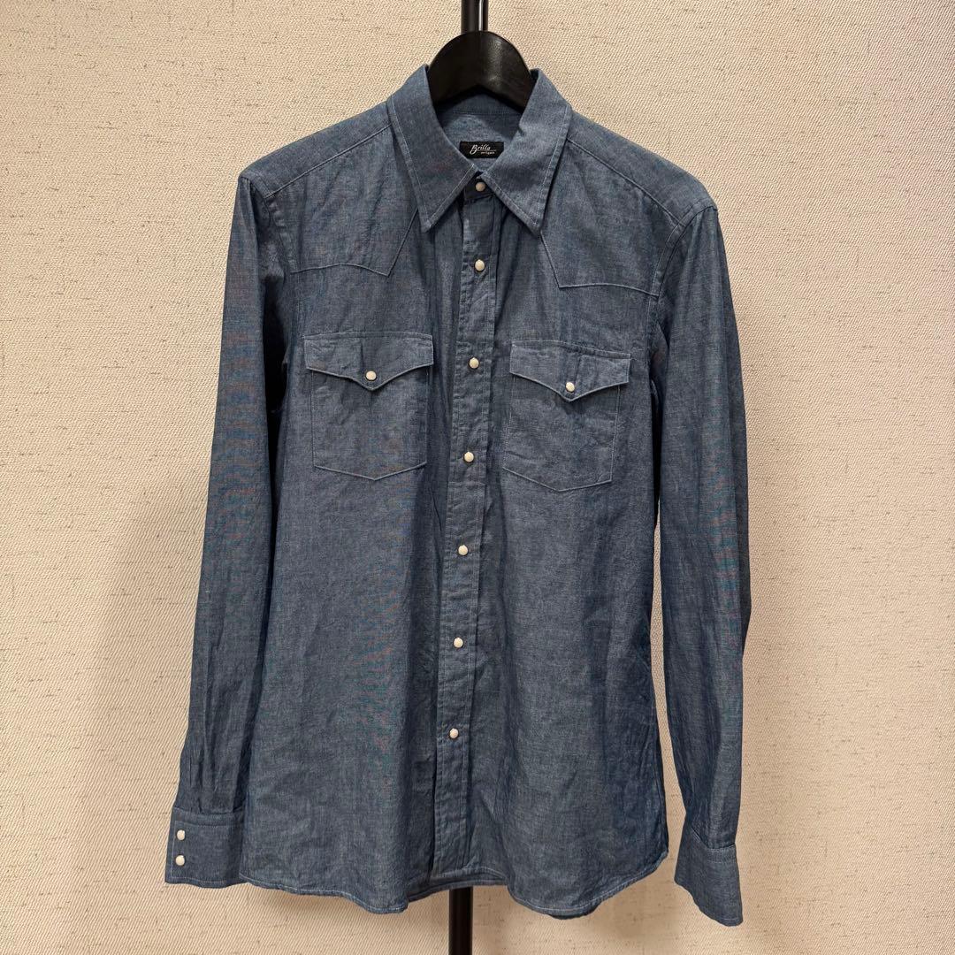 Brilla per il gusto コットン シャンブレー ウエスタンシャツ