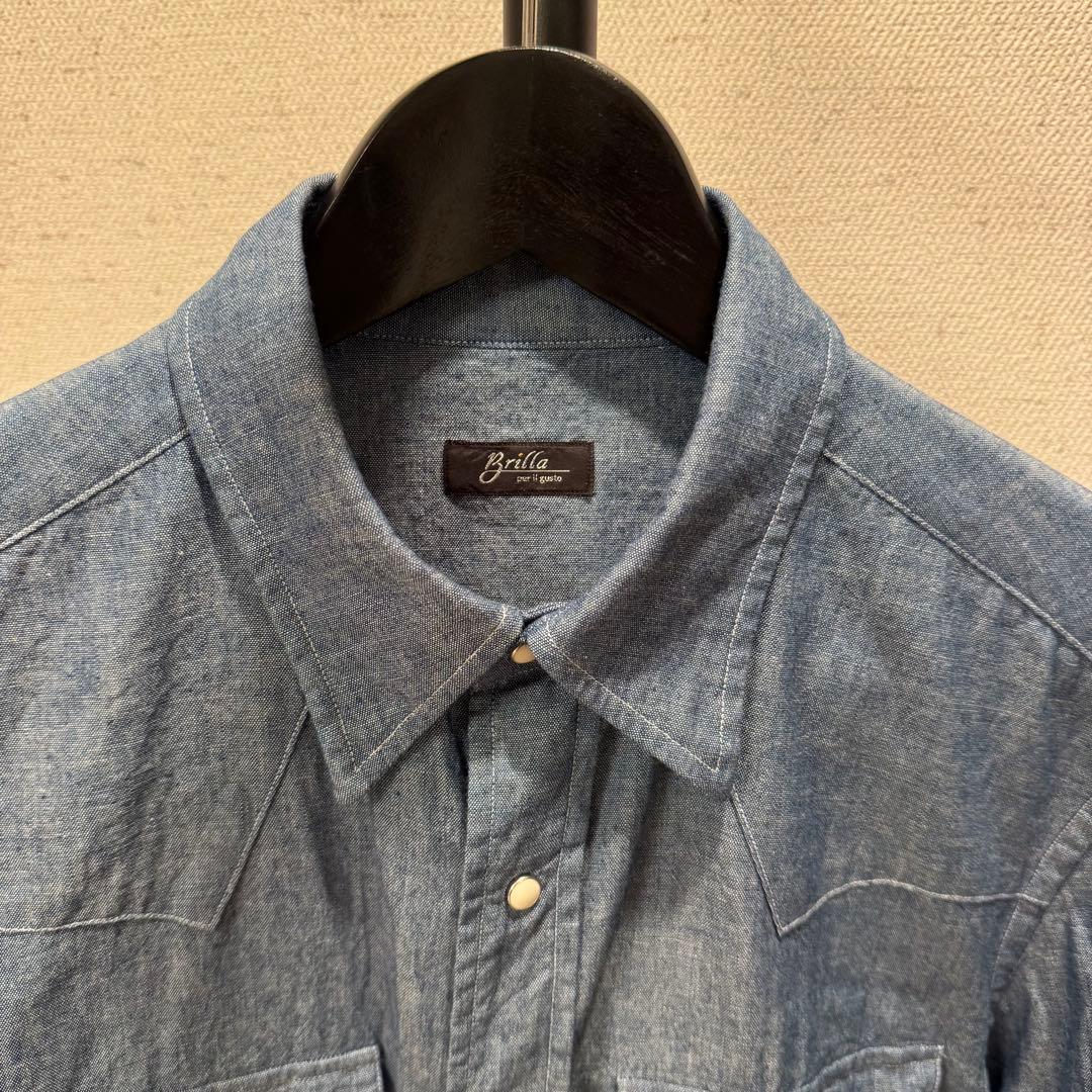 Brilla per il gusto コットン シャンブレー ウエスタンシャツ