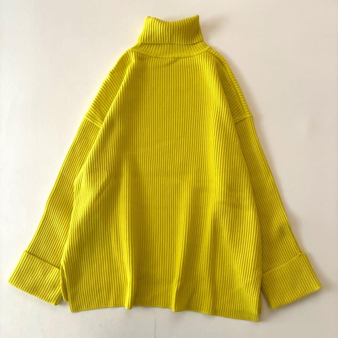 【極美品】ボールジィ　オーバーサイズリブタートルニット　ウール生地　イエロー