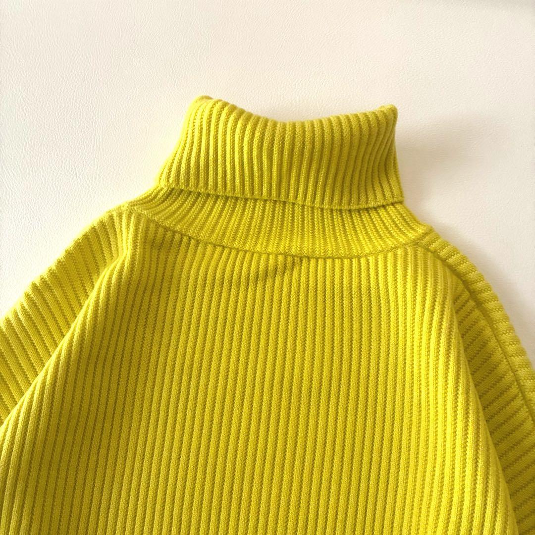 【極美品】ボールジィ　オーバーサイズリブタートルニット　ウール生地　イエロー