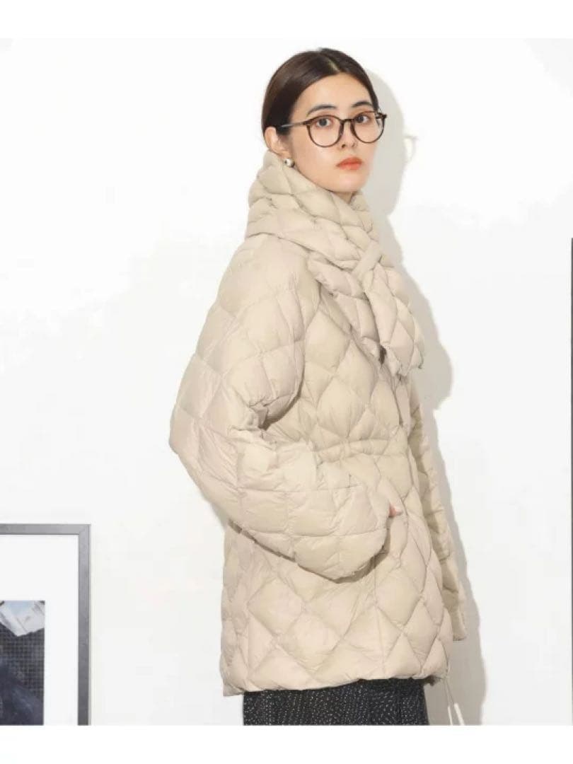 TAION 別注 ダウンマフラー付 クルーネックミドルダウン ナノユニバース