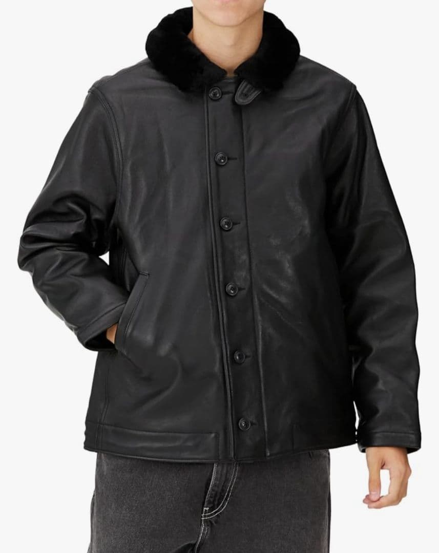 新品 定価11万 アルファ ALPHA レザー N-1 デッキジャケット 黒