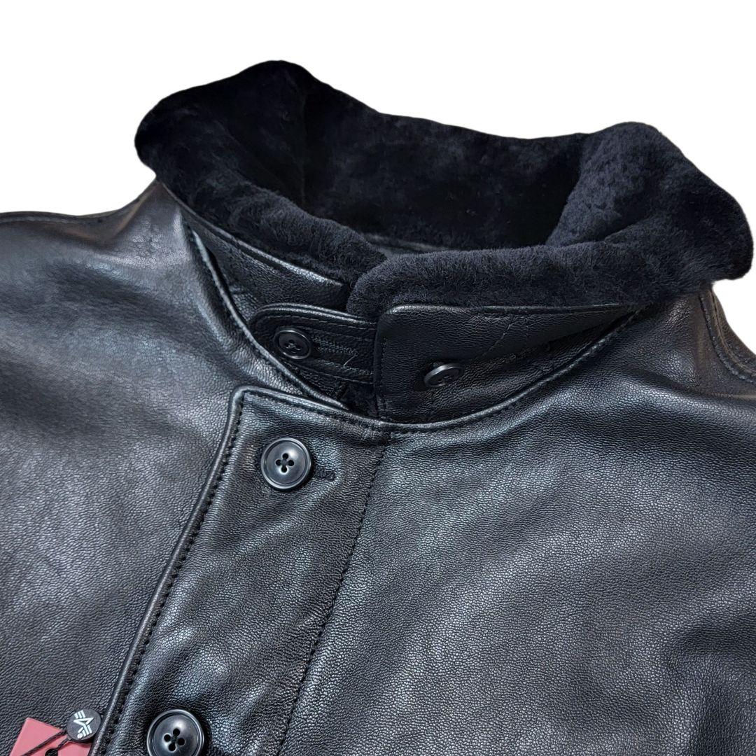 新品 定価11万 アルファ ALPHA レザー N-1 デッキジャケット 黒