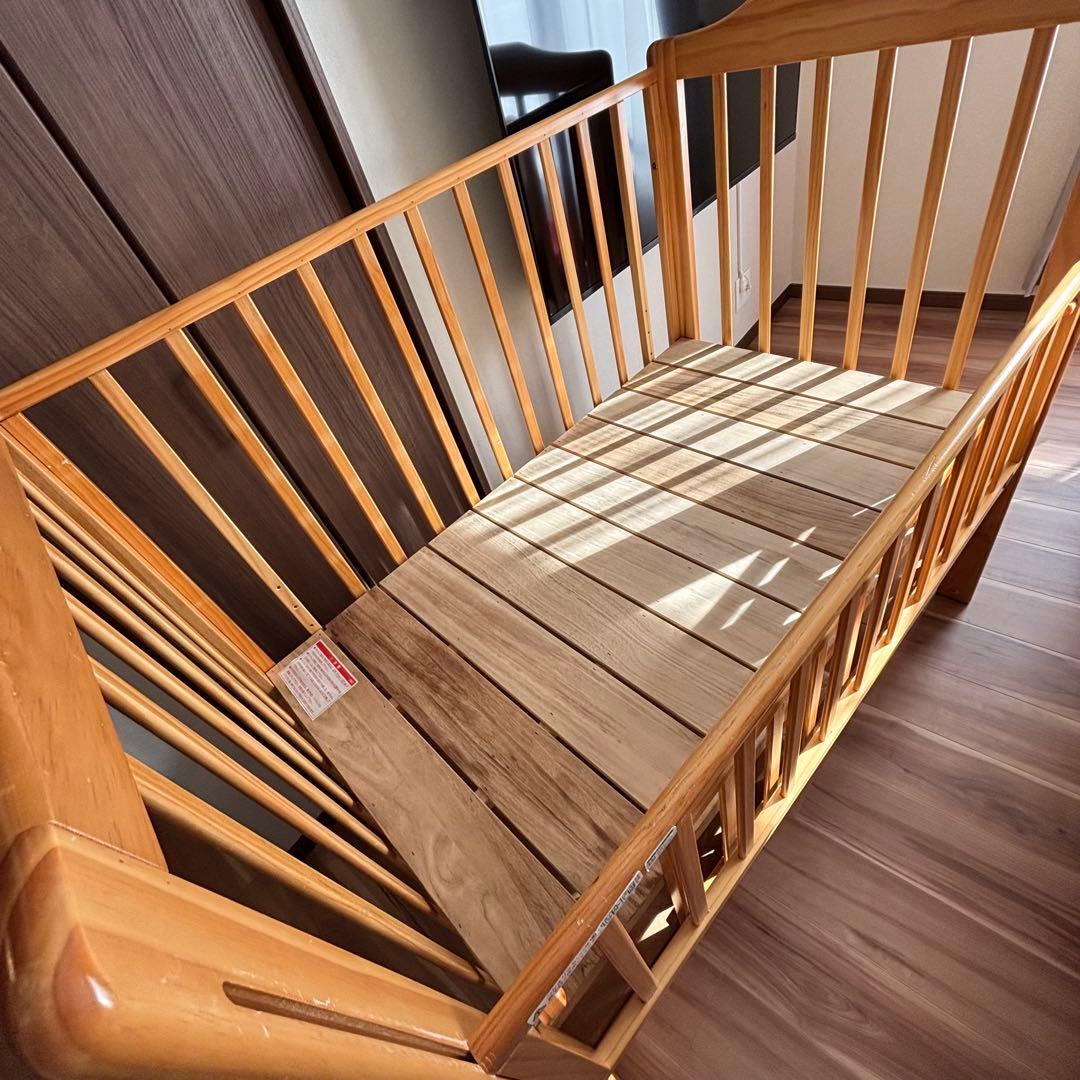 カトージ ハイシートベビーベッド02399 ナチュラル キャスター付き　清潔