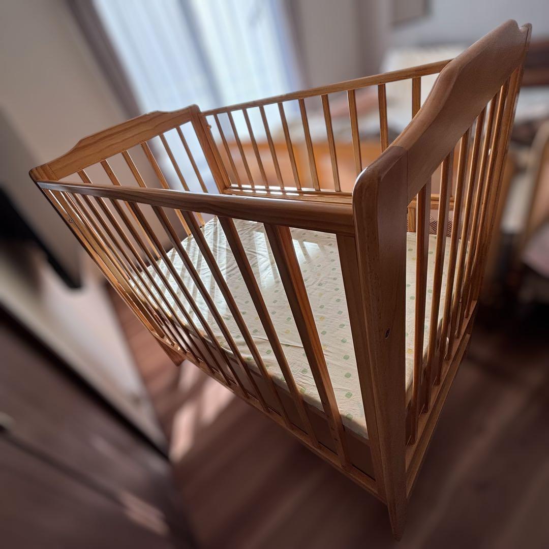 カトージ ハイシートベビーベッド02399 ナチュラル キャスター付き　清潔