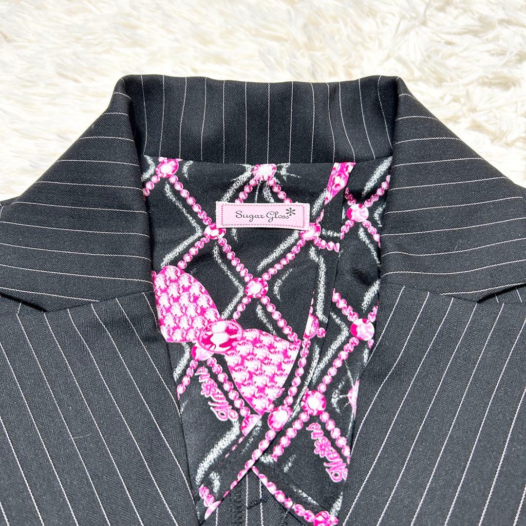 ✨美品✨Sugar Gloss パンツスーツ　ストライプ　ブラック M