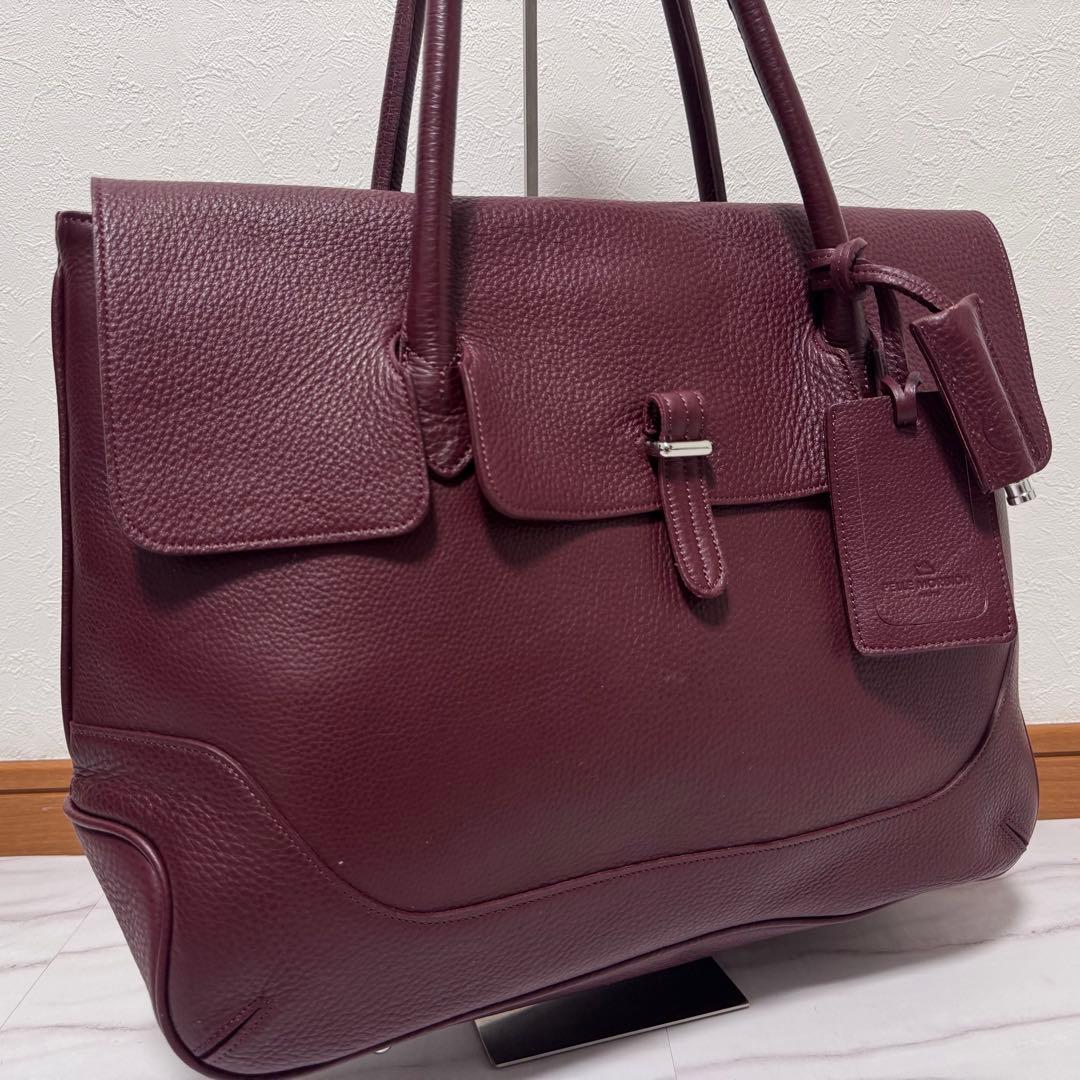 美品✨ペッレモルビダ フラップ トートバッグ ダークレッド タグ&ホイッスル付