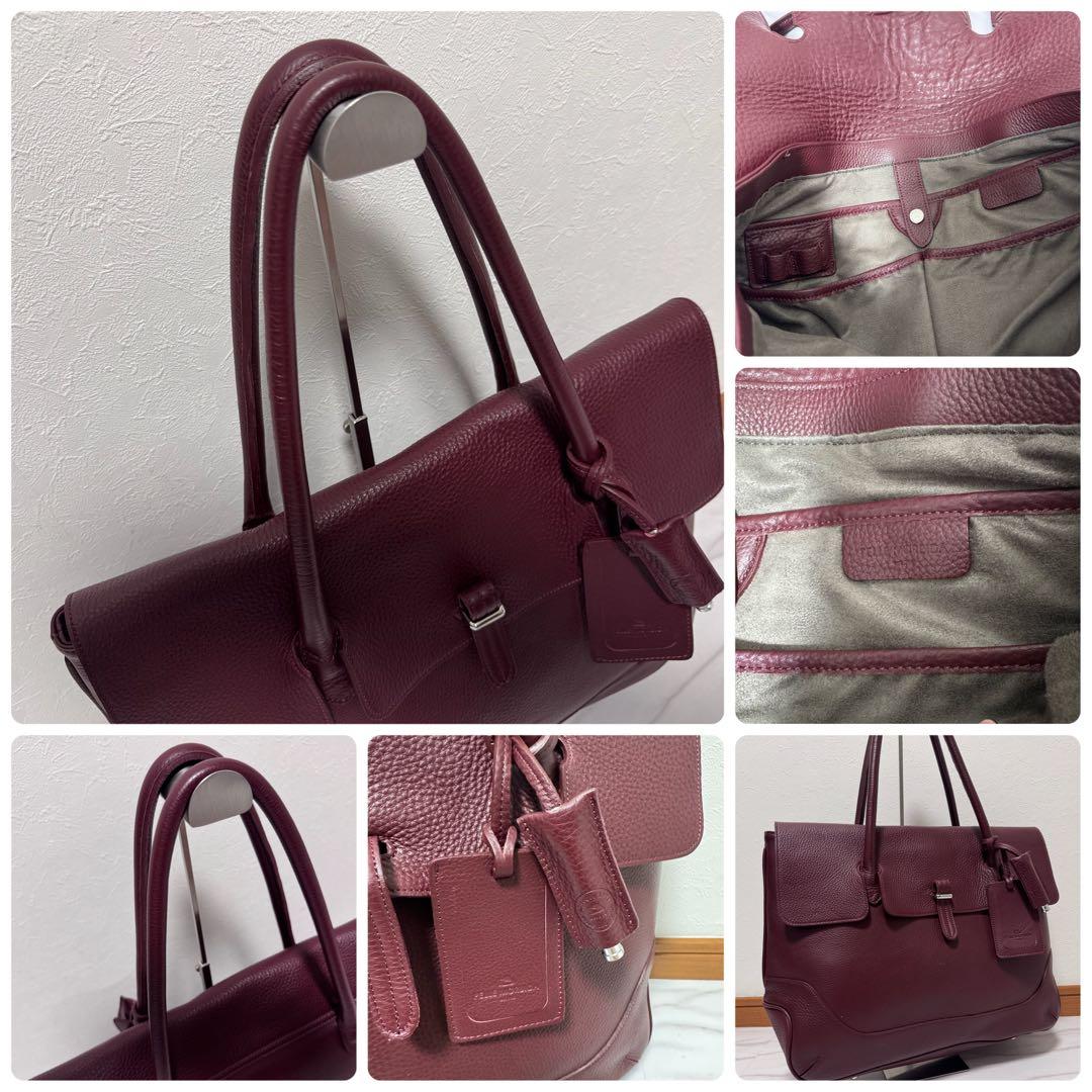 美品✨ペッレモルビダ フラップ トートバッグ ダークレッド タグ&ホイッスル付