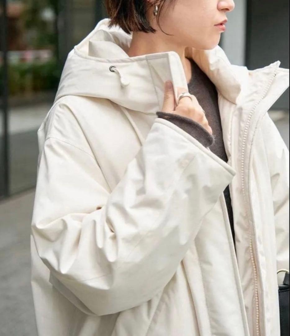 【スピックアンドスパン】☆撥水フーデッドダウンハーフコート 34