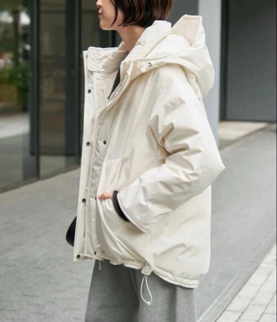 【スピックアンドスパン】☆撥水フーデッドダウンハーフコート 34