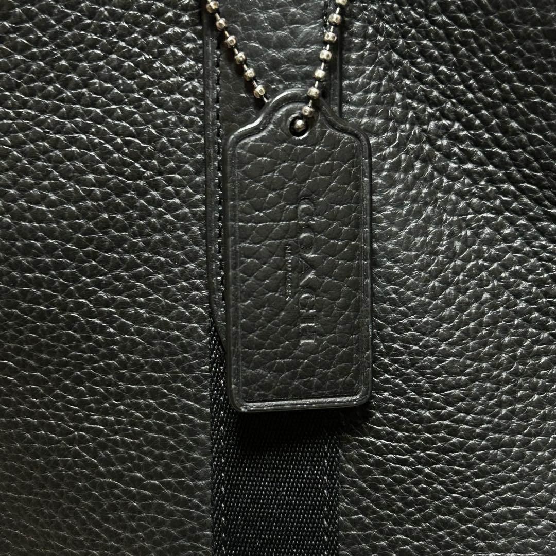 COACH コーチ メンズ シボ革 黒 レザートートバッグ