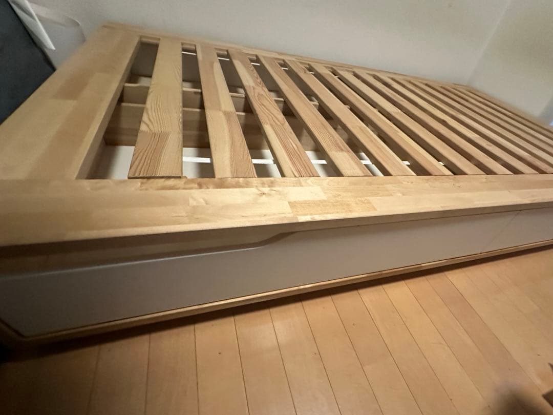 【7/12まで】セミダブル　ベットフレーム収納付き　（IKEA MANDAL)