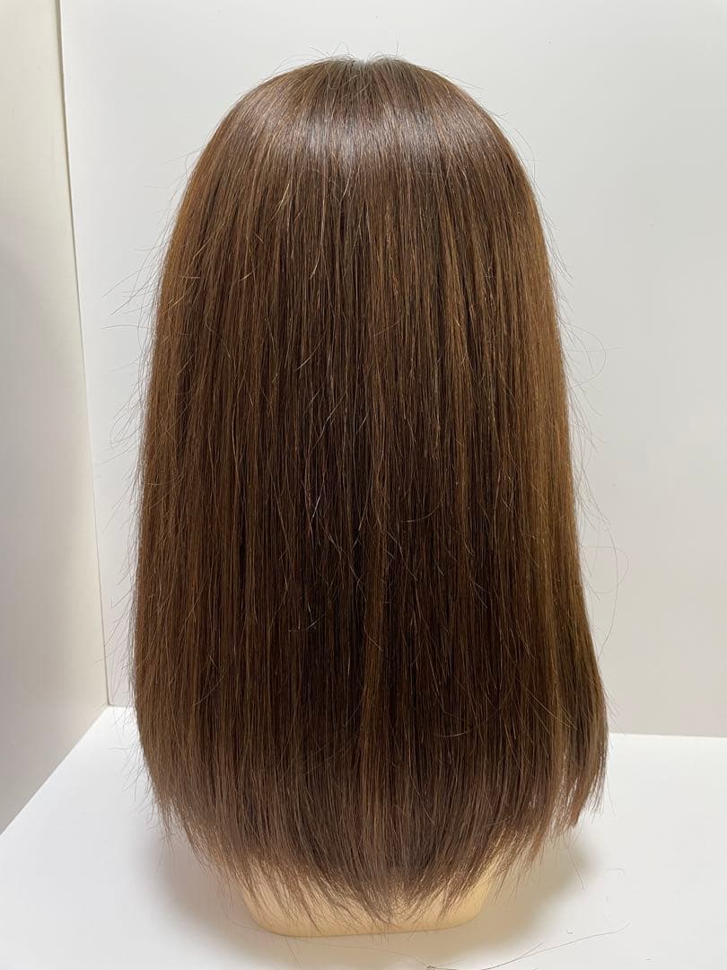 フルウィッグ人毛100%人毛ウィッグ医療ウィッグロングストレート広い頭皮ブラウン